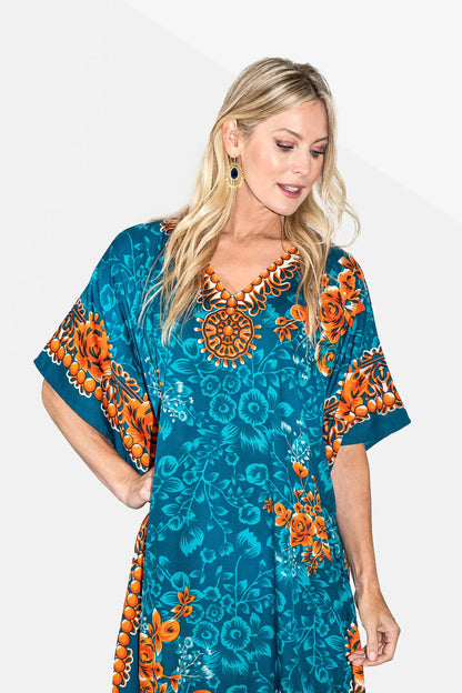 Womens Kaftan Tunic Kimono Long Evening Maxi Dress - Available in 4 Colors