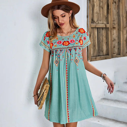 Boho Print Tunic Dress – Vibrant Floral Design in Two Stunning Colors