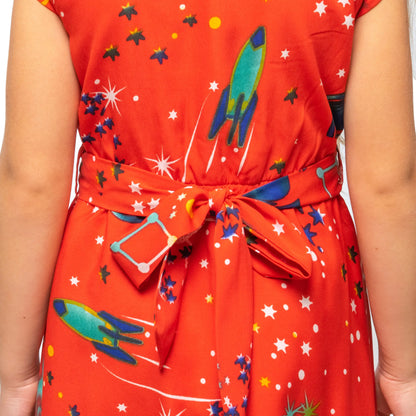 Girl Kids Vintage Style Collared Button down Dress Galaxy Print - Available in 3 Colors