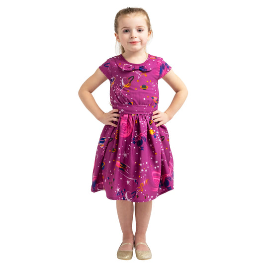 Girls Kids Vintage Style Peter Pan Collar Dresses Galaxy Print - Available in 3 Colors