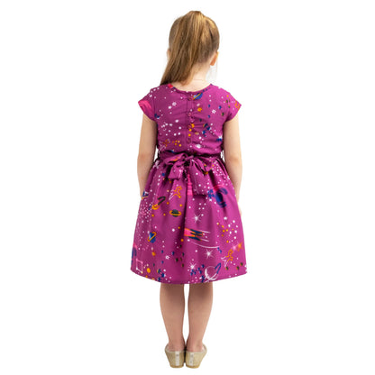 Girls Kids Vintage Style Peter Pan Collar Dresses Galaxy Print - Available in 3 Colors