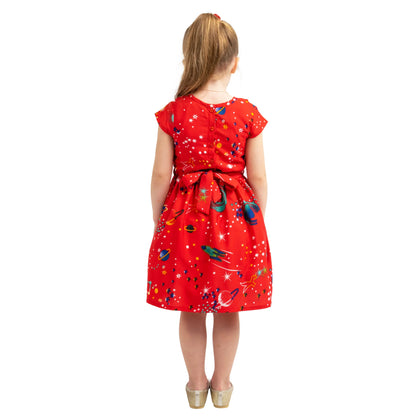 Girls Kids Vintage Style Peter Pan Collar Dresses Galaxy Print - Available in 3 Colors