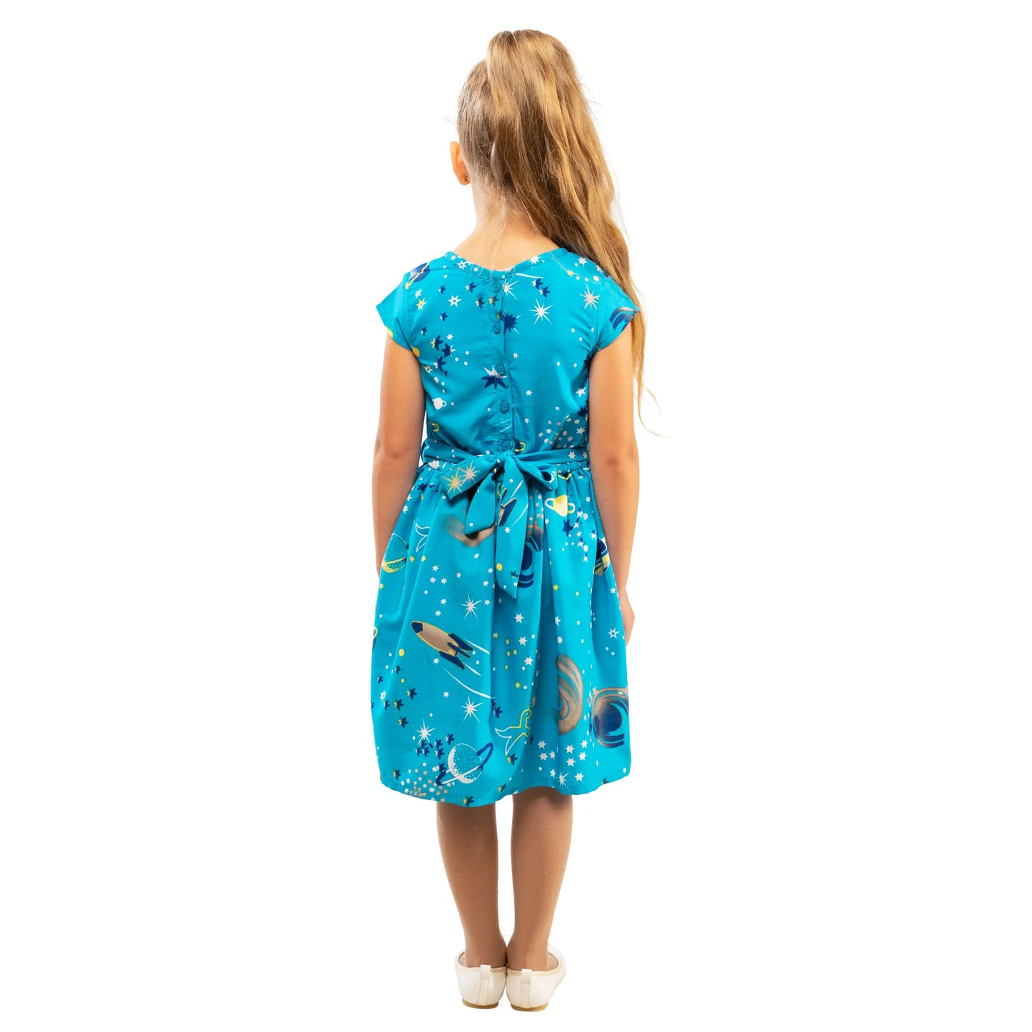 Girls Kids Vintage Style Peter Pan Collar Dresses Galaxy Print - Available in 3 Colors