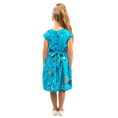 Girls Kids Vintage Style Peter Pan Collar Dresses Galaxy Print - Available in 3 Colors