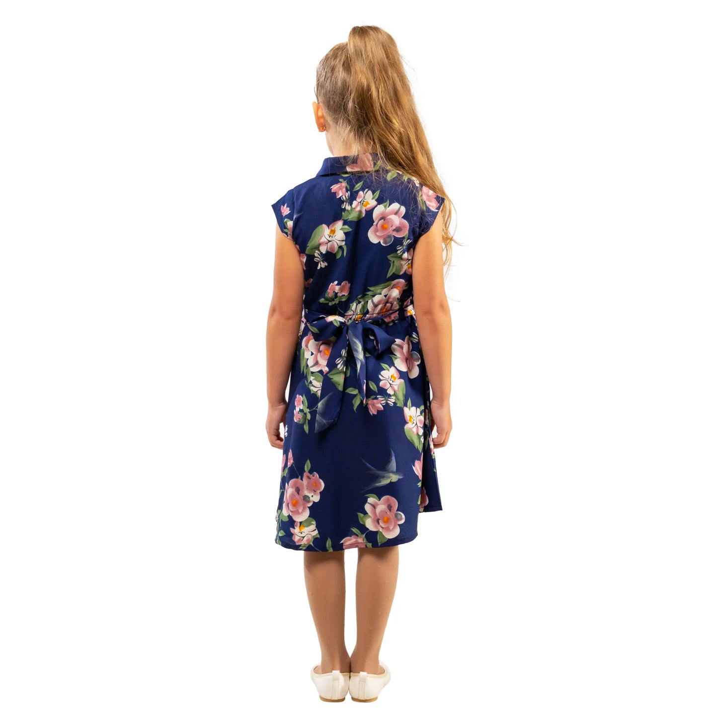 Girls Kids Vintage Style Collared Button down Dresses Floral Print - Available in 3 Colors