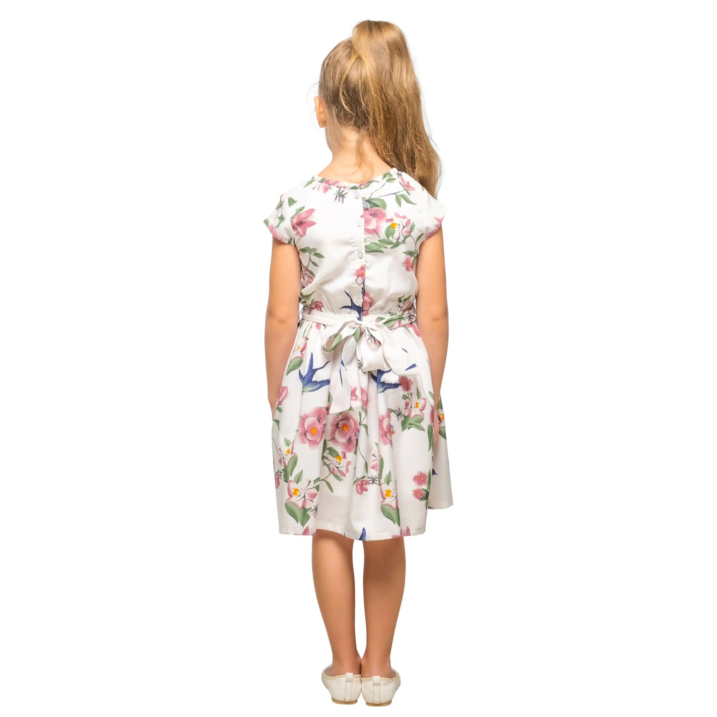 Girls Kids Vintage Style Peter Pan Collar Dresses Floral Black Print - Available in 3 Colors