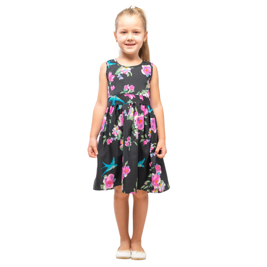 Girls Kids Vintage Audrey Hepburn Style sizes Floral Print - Available in 3 Colors