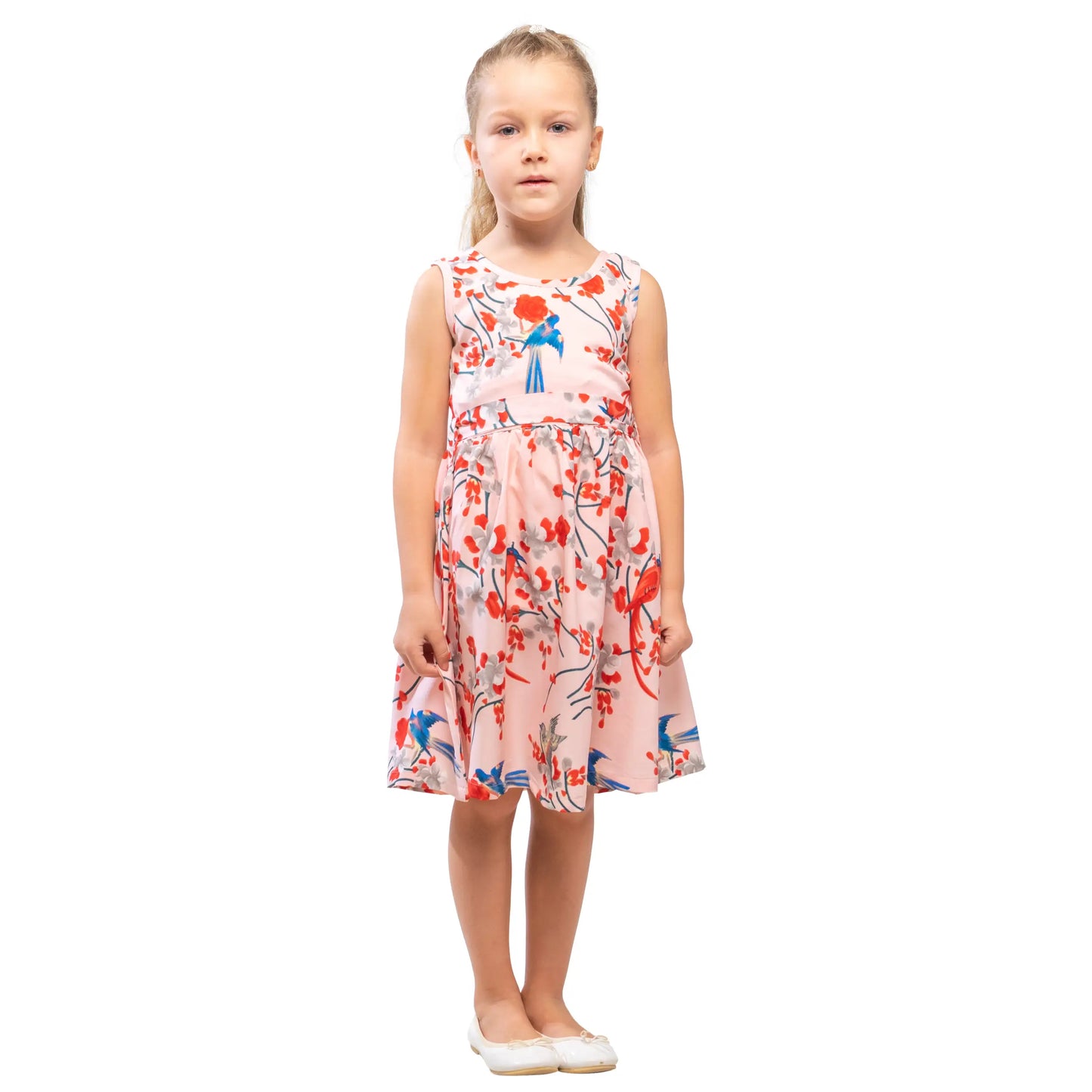 Girls Kids Vintage Audrey Hepburn Style sizes Bird Print - Available in 3 Colors