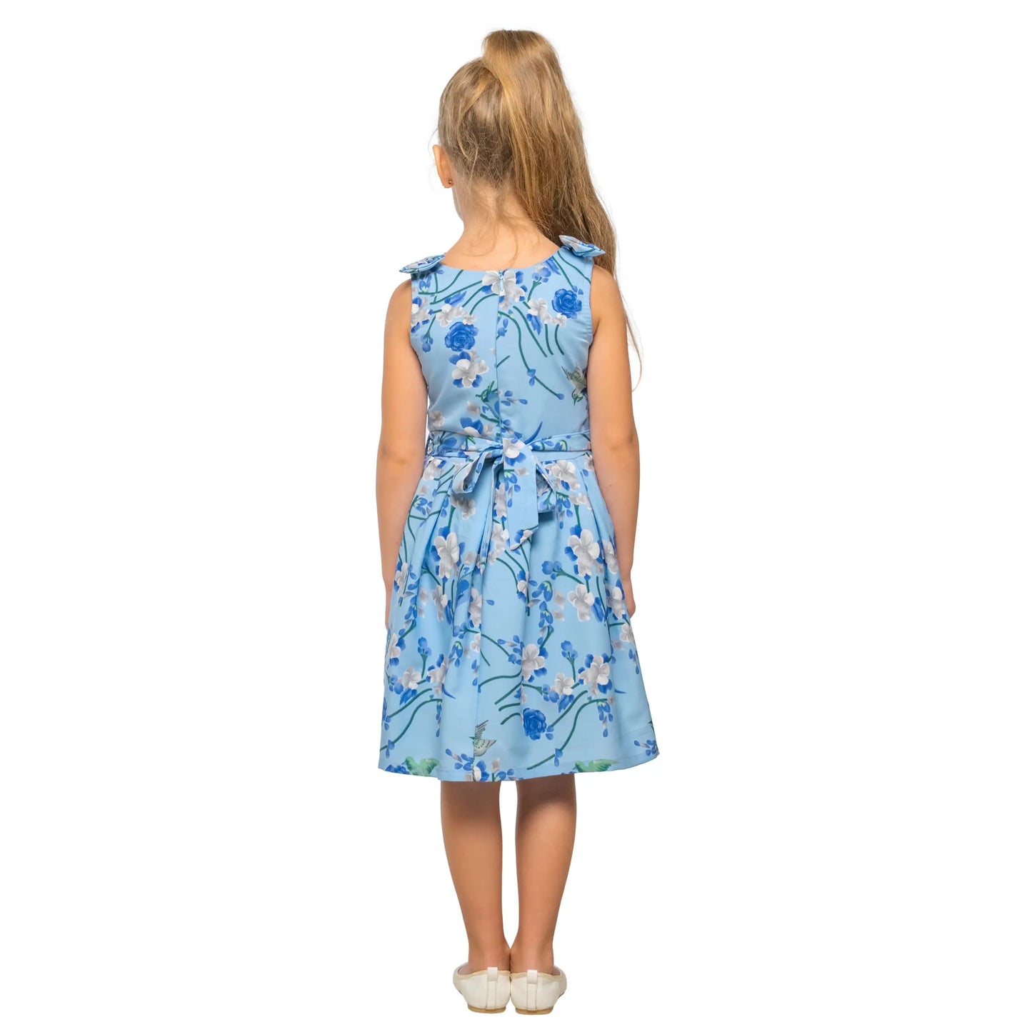 Girls Kids Vintage Style Shoulder Bow Dresses sizes from Bird Print - Available in 3 Colors