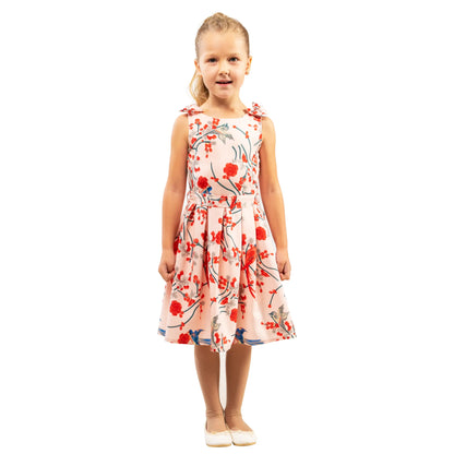 Girls Kids Vintage Style Shoulder Bow Dresses sizes from Bird Print - Available in 3 Colors