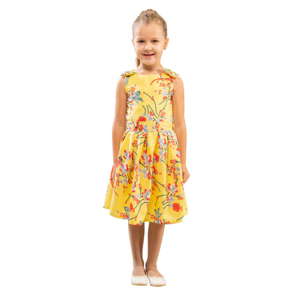 Girls Kids Vintage Style Shoulder Bow Dresses sizes from Bird Print - Available in 3 Colors