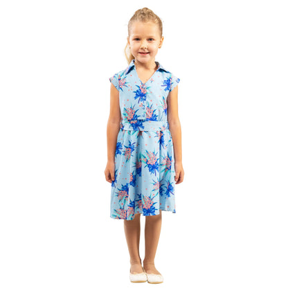 Girls Kids Vintage Style Collared Button down Dresses Butterfly Print - Available in 3 Colors