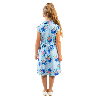 Girls Kids Vintage Style Collared Button down Dresses Butterfly Print - Available in 3 Colors