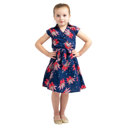 Girls Kids Vintage Style Collared Button down Dresses Butterfly Print - Available in 3 Colors