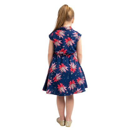 Girls Kids Vintage Style Collared Button down Dresses Butterfly Print - Available in 3 Colors