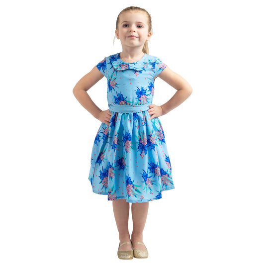 Girls Kids Vintage Style Peter Pan Collar Dresses Butterfly Print - Available in 3 Colors