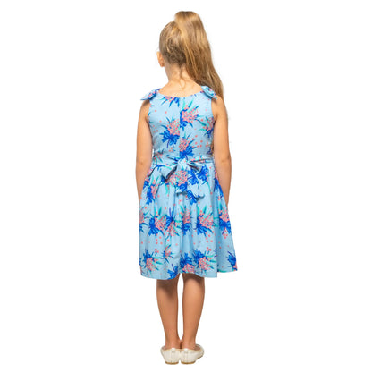 Girls Kids Vintage Style Shoulder Bow Dresses sizes from Butterfly Print - Available in 3 Colors