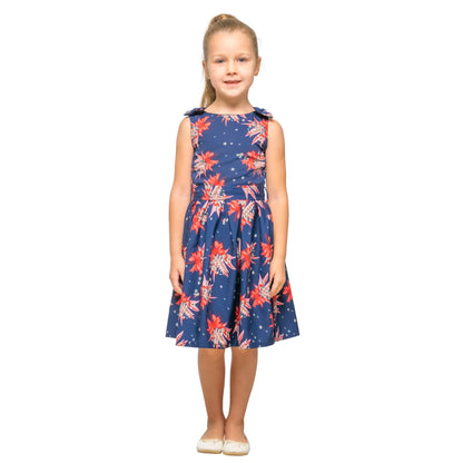 Girls Kids Vintage Style Shoulder Bow Dresses sizes from Butterfly Print - Available in 3 Colors