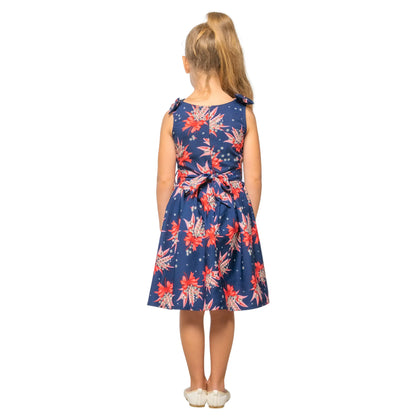 Girls Kids Vintage Style Shoulder Bow Dresses sizes from Butterfly Print - Available in 3 Colors