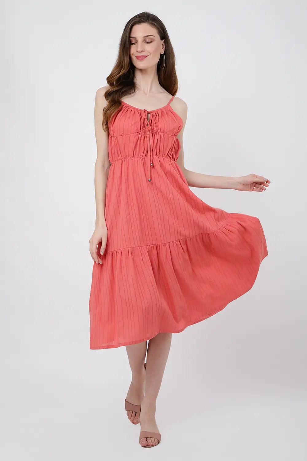 Women's Casual Dresses Tie-up Detail In The Front Cute Midi Flowy Dresses for Women - 118-Royal Pink, X-Small to 3XL