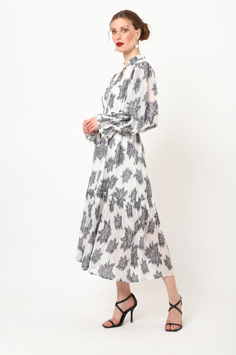 Women Viscose Vintage Style Dress  with Ruffle Neckline and Elasticated Waist - MOQ 10 Pcs.