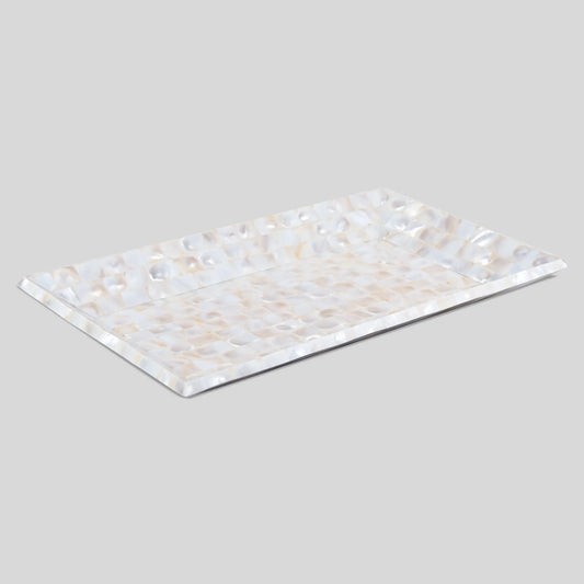 Decorative Serving Tray Mother of Pearl White 12x7 inch