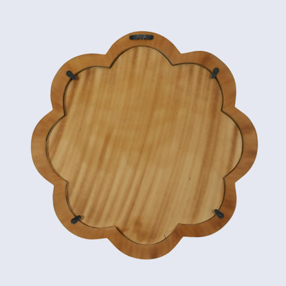 Handmade Blue & White Bone Inlay Scalloped Wall Mirror – 18 inches