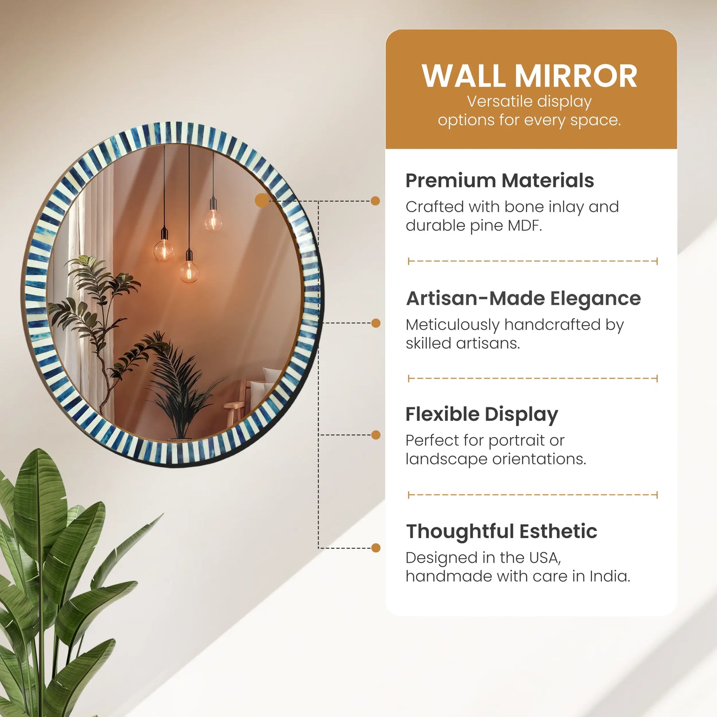 18" Round Black & White Striped Radial Pattern Wall Mirror