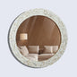 Round Mother of Pearl & Resin Inlay Wall Hanging White Mirror Frame- 22" Dia