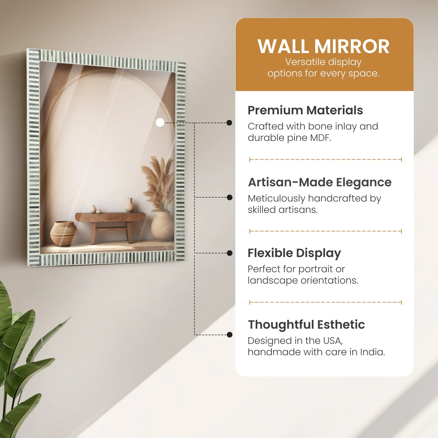 20"x24" Rectangular Mirror – Gray White Striped MDF Frame