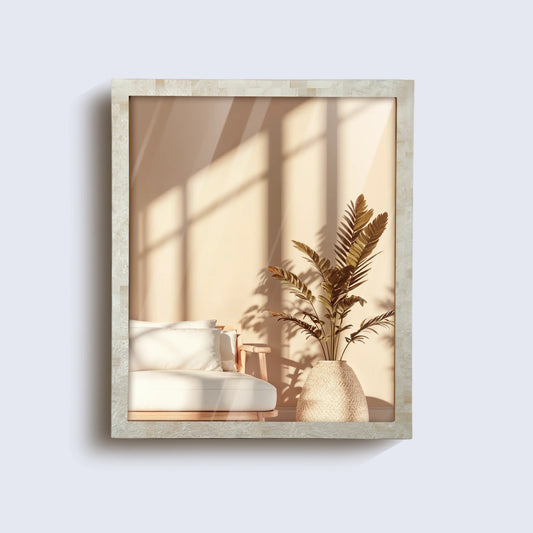 26x24 Rectangular Mirror Ivory Resin Inlay Frame