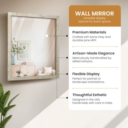 26x24 Rectangular Mirror Ivory Resin Inlay Frame