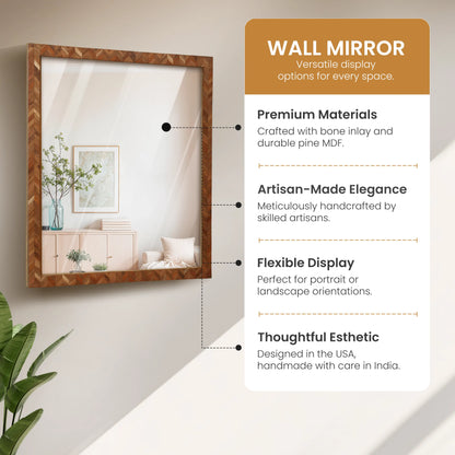 24x20 inch Wall Mount Mirror Frame Herringbone Wood Mirror
