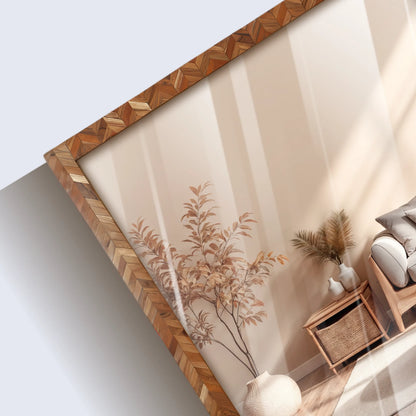 24x20 inch Wall Mount Mirror Frame Herringbone Wood Mirror