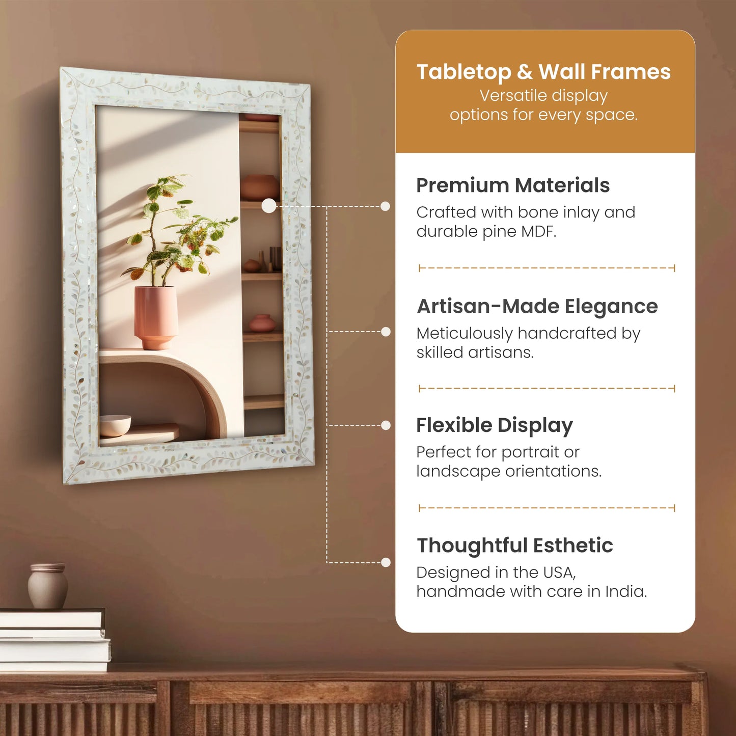 30x20" Rectangular Mother of Pearl & Resin Inlay Wall Hanging Mirror - White, Grey