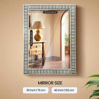 Handmade Bone & Resin Inlay Wall Hanging Mirror Frame – 40x30