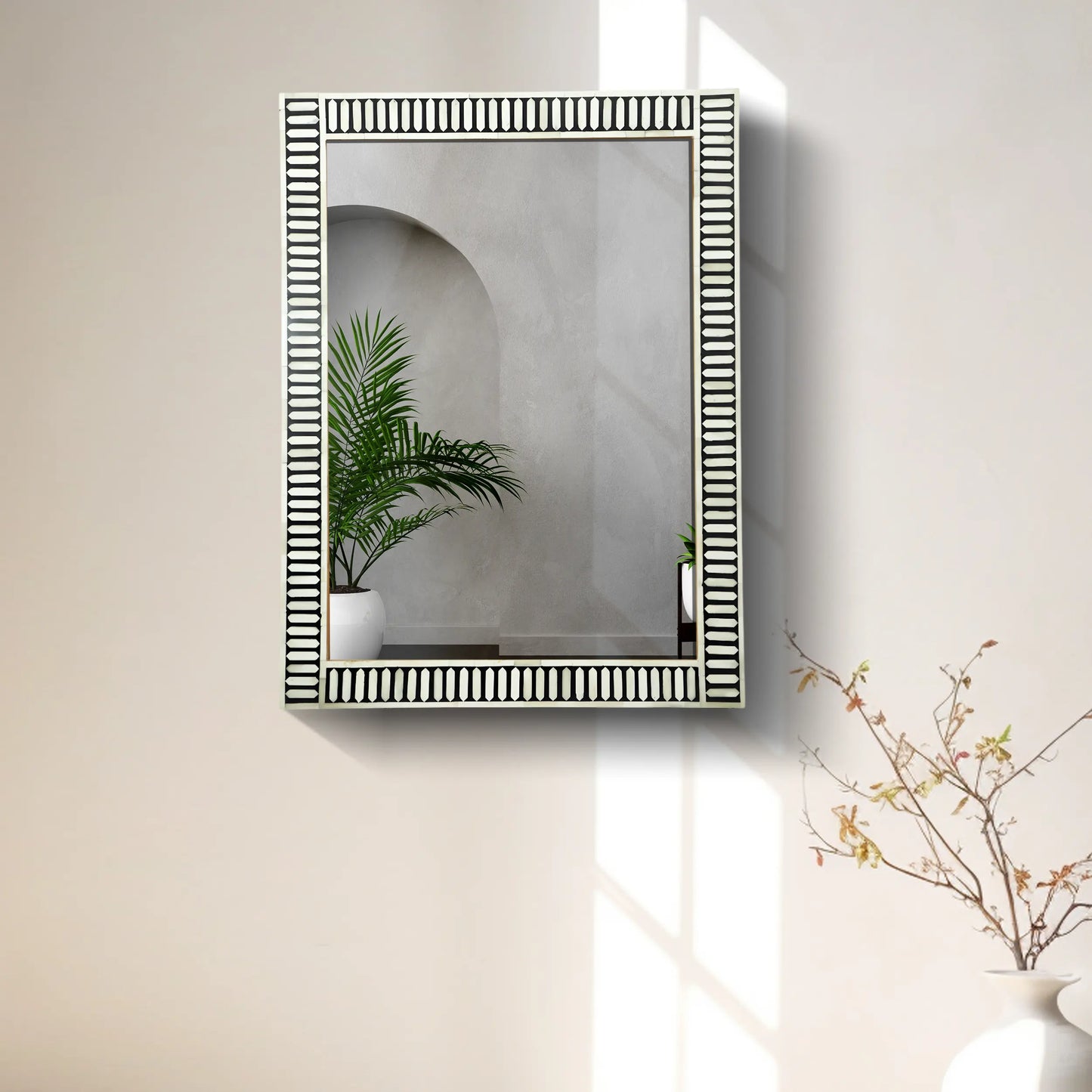 Handmade Bone & Resin Inlay Wall Hanging Mirror Frame – 40x30