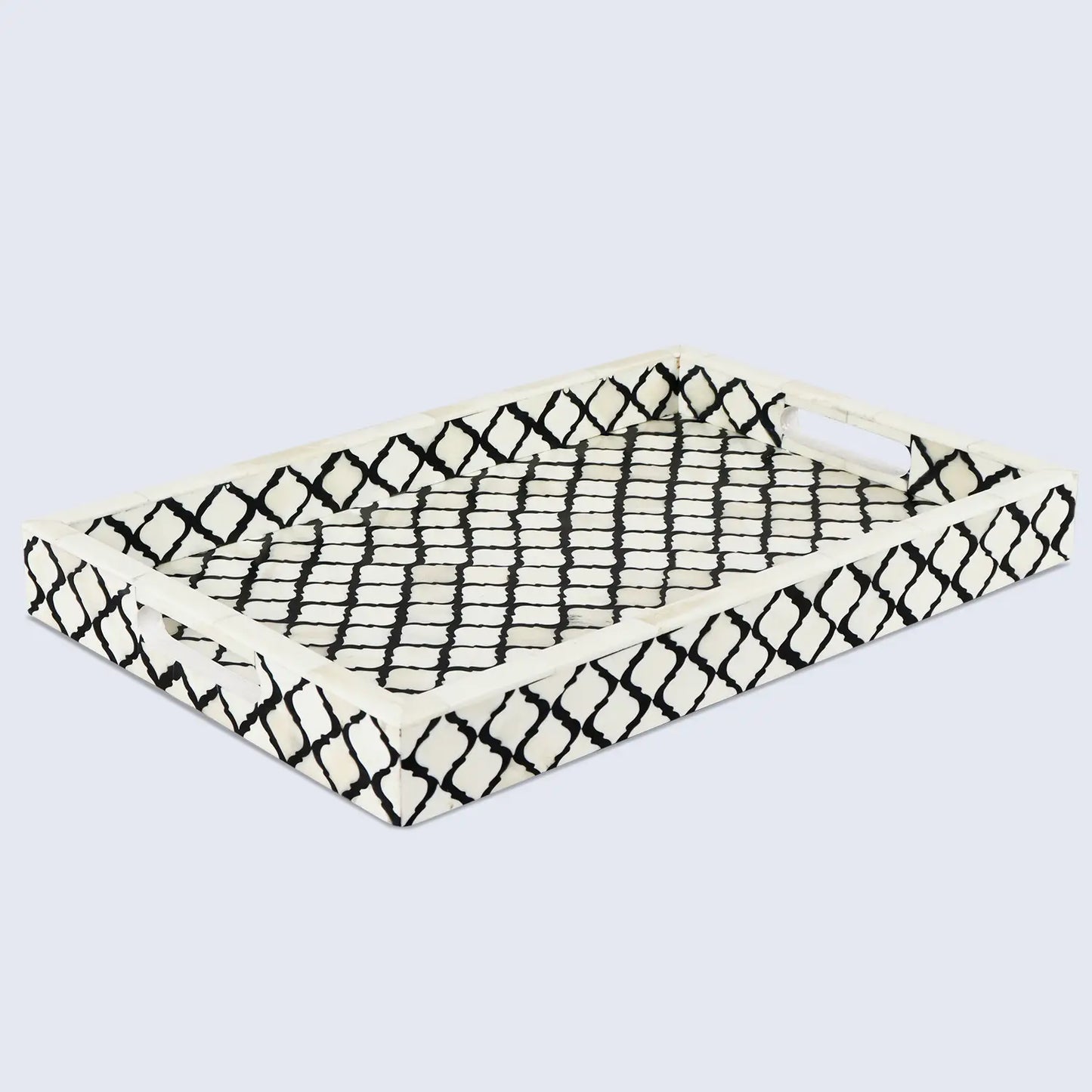 Decorative Tray Moroccan Pattern Black & White- Available in 3 Sizes