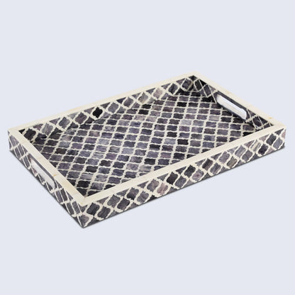 Decorative Tray Moroccan Pattern Grey & White - Available in 3 Sizes