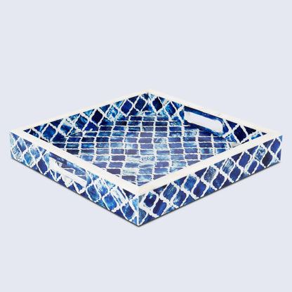 Decorative Tray Moroccan Pattern Blue & White - Available in 3 Sizes