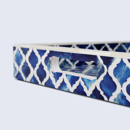 Decorative Tray Moroccan Pattern Blue & White - Available in 3 Sizes