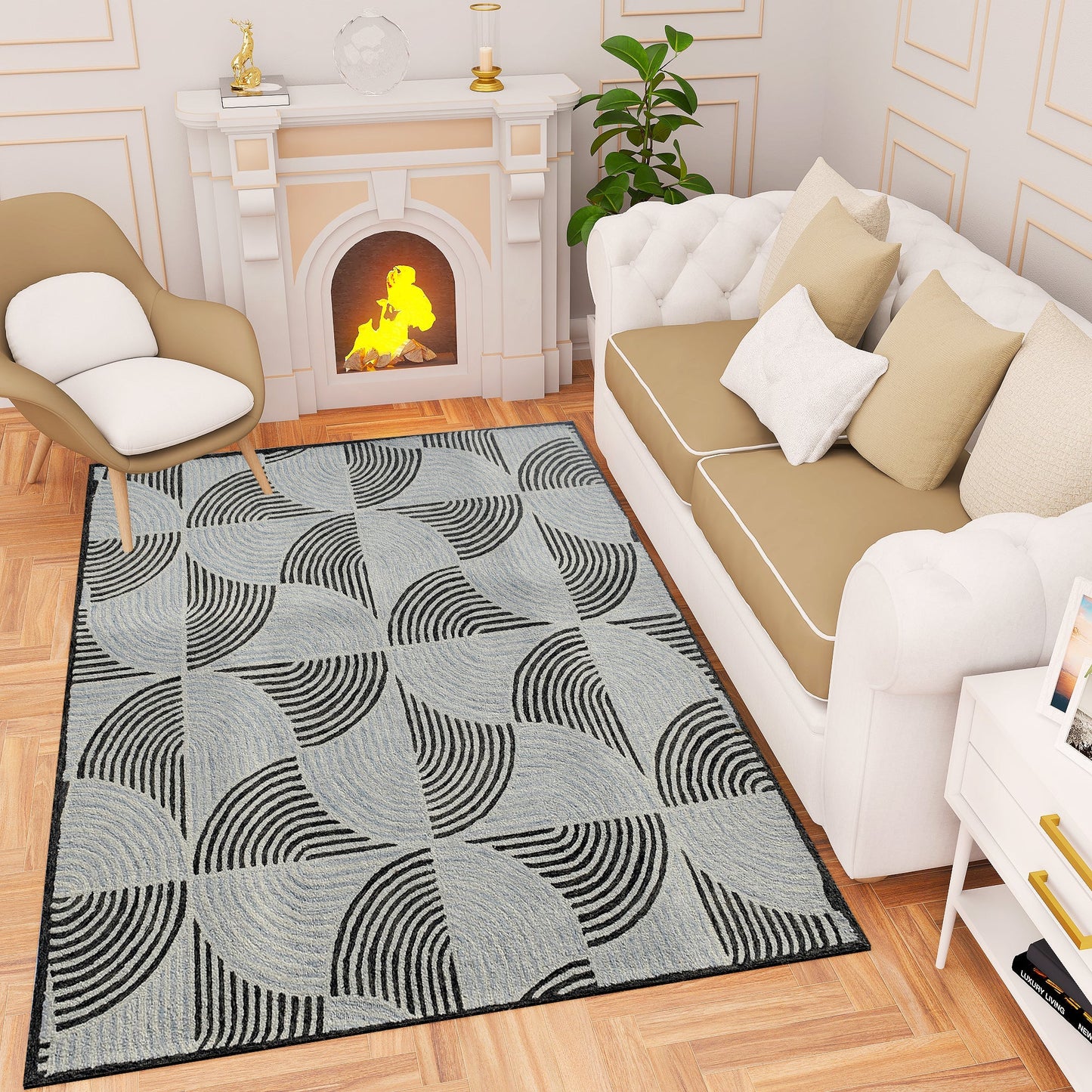 Premium Hand-Tufted Rug Made of 100% Wool  - Mono Loops - 4x6 Feet