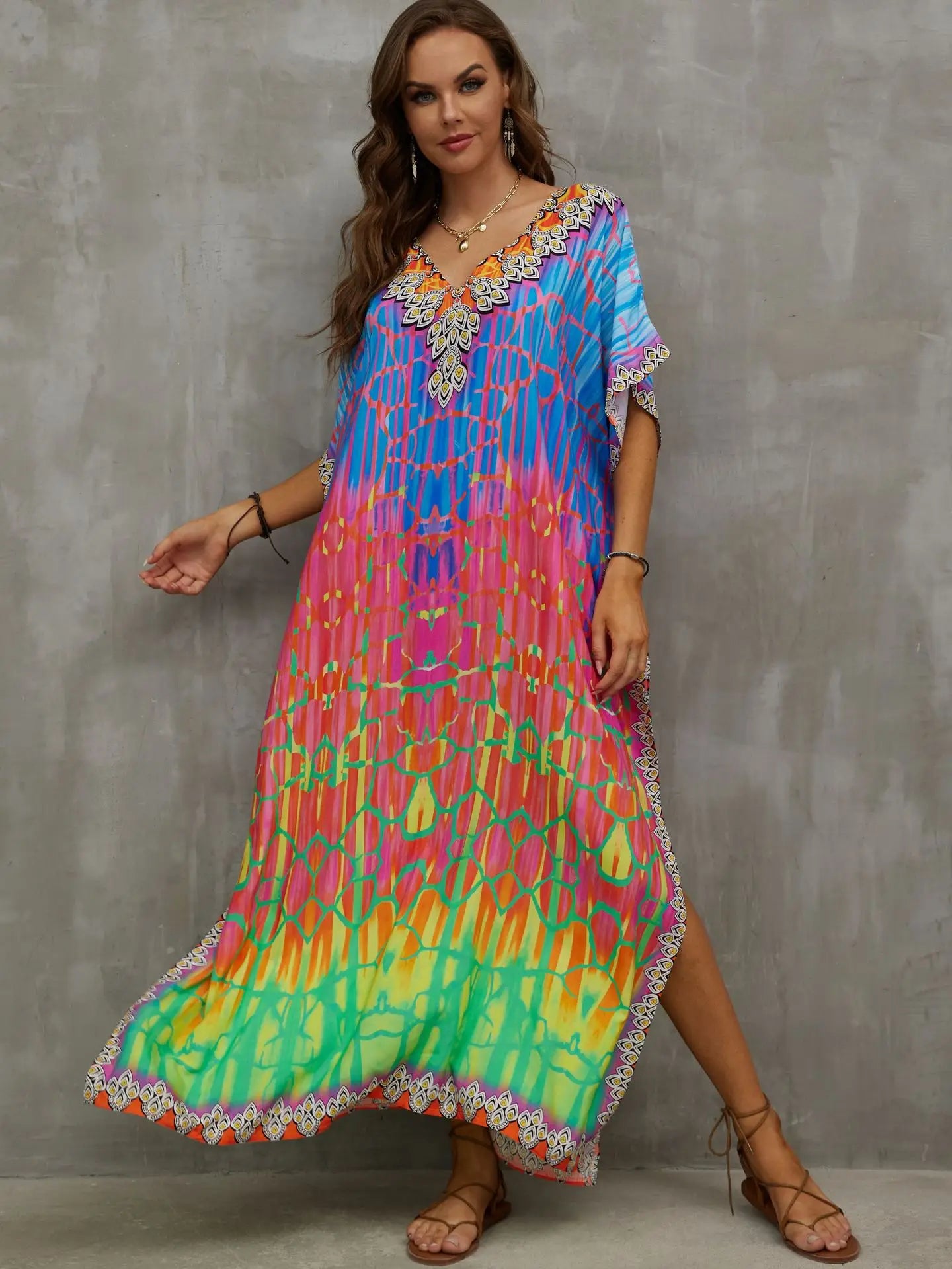 Tropical Kaftan Summer Dresses Multicolor, S-3XL