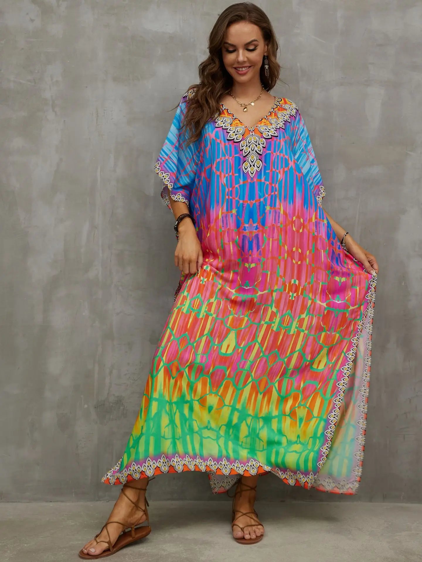Tropical Kaftan Summer Dresses Multicolor, S-3XL