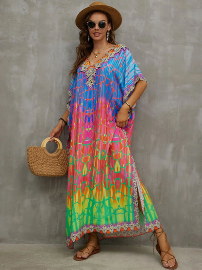 Tropical Kaftan Summer Dresses Multicolor, S-3XL