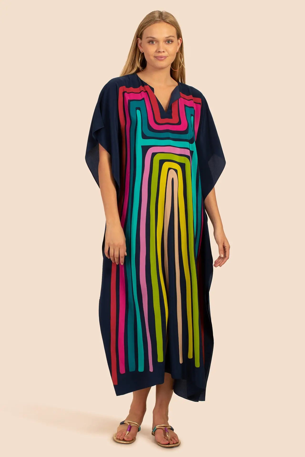 Kaftan Summer Dresses Split Neckline - Black , S-3XL