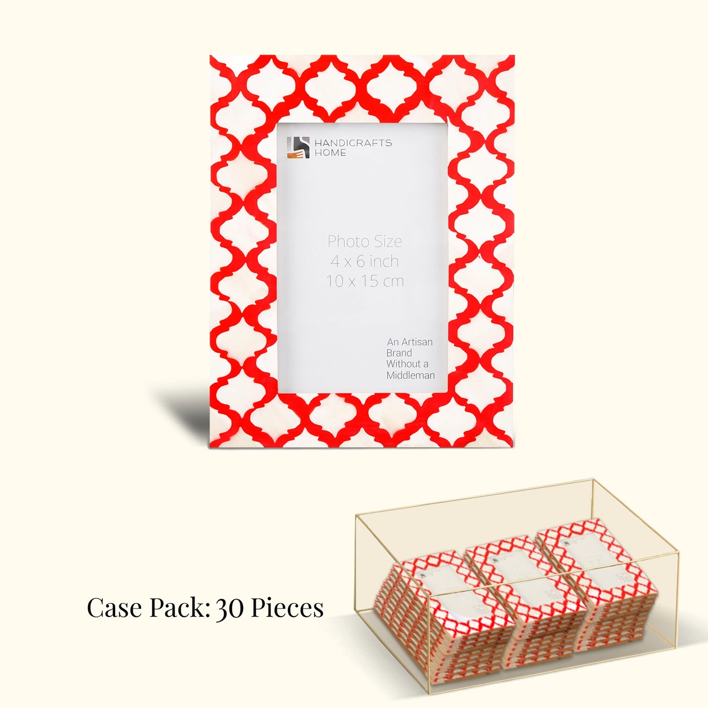 Decorative Picture Frames White & Red, 4x6, Pack of 30