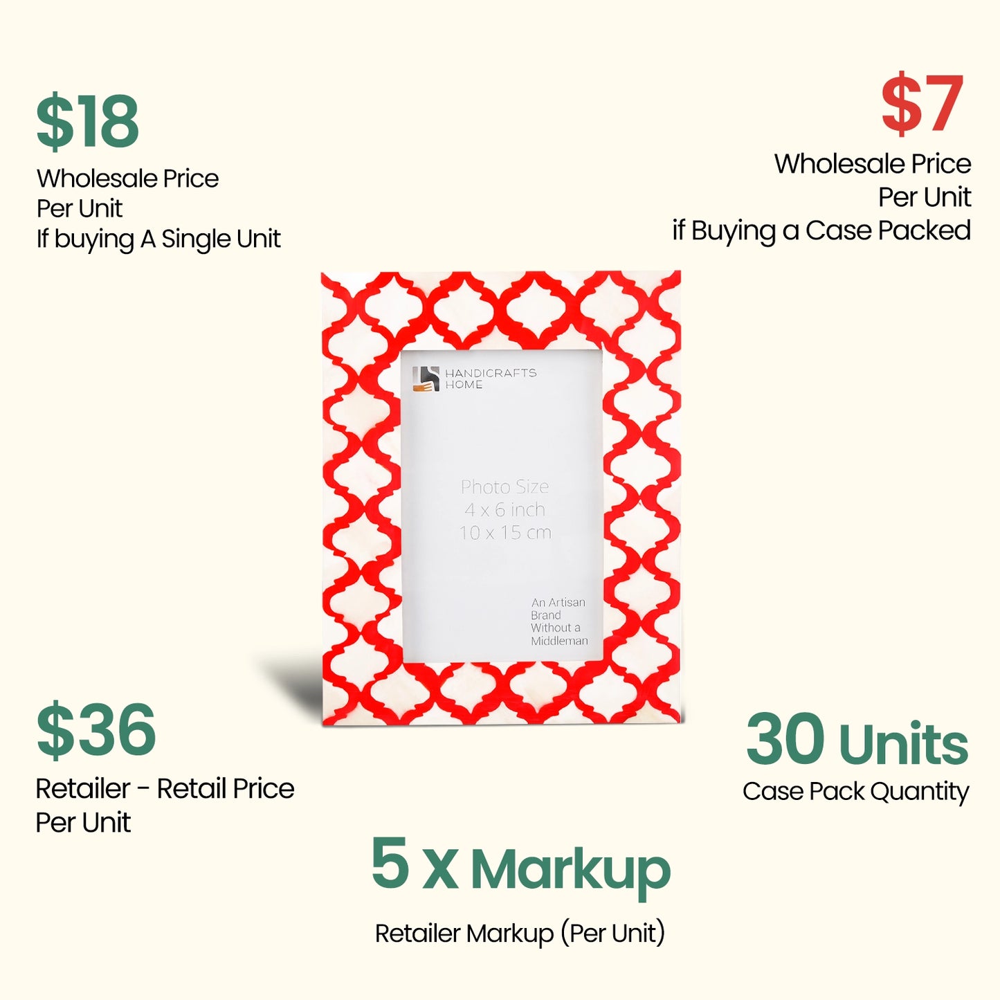 Decorative Picture Frames White & Red, 4x6, Pack of 30