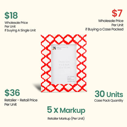 Decorative Picture Frames White & Red, 4x6, Pack of 30