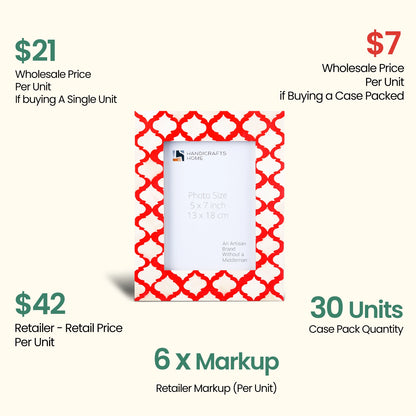 Decorative Picture Frames White & Red, 5x7, Pack of 30